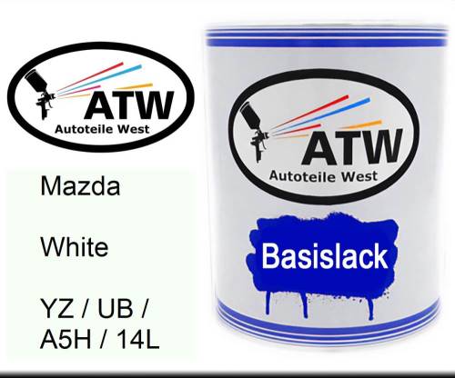 Mazda, White, YZ / UB / A5H / 14L: 1L Lackdose, von ATW Autoteile West.